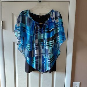 Elegant Blue Plaid Women's Blouse